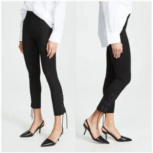 Rag and Bone Simone Black Lace‎ Up Ankle Crop Stretch Pants Size 10
